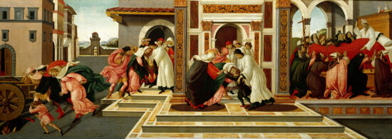 https://en.wikipedia.org/wiki/Last_Miracle_and_the_Death_of_St._Zenobius_(Botticelli) https://en.wikipedia.org/wiki/Zenobius_of_Florence