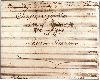 Beethoven's title page shows his erasure of dedication of the work to Napoleon. https://en.wikipedia.org/wiki/Symphony_No._3_(Beethoven)