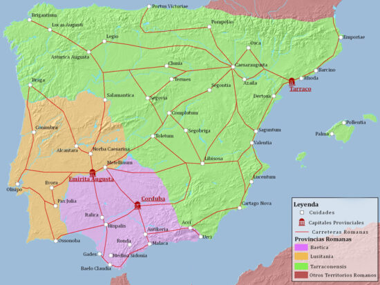 Map of the Roman Hispania around 10 AD, Westernmost city on the Roman map is the city of Olisipo inside the colored in orange province of Lusitania https://en.wikipedia.org/wiki/Lusitania