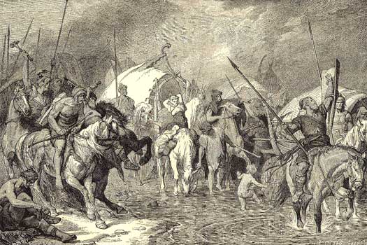 An illustration depicting the Teutones, close allies of the Cimbri, wandering in Gaul http://www.historyfiles.co.uk/KingListsEurope/BarbarianBiturices.htm