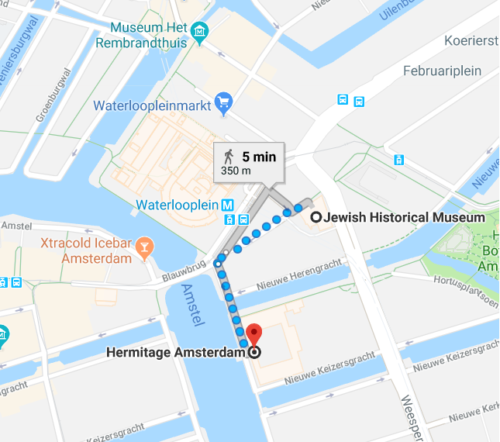 https://www.google.com/maps/dir/Jewish+Historical+Museum,+Nieuwe+Amstelstraat+1,+1011+PL+Amsterdam,+Netherlands/Hermitage+Amsterdam,+Amstel+51,+1018+EJ+Amsterdam,+Netherlands/@52.3663817,4.9005378,17z/data=!3m1!4b1!4m14!4m13!1m5!1m1!1s0x47c609bd998df0a3:0x2eb4ca50f4987c7d!2m2!1d4.9038155!2d52.3671182!1m5!1m1!1s0x47c609964ee7372d:0x225cd97f1e125444!2m2!1d4.9024471!2d52.3652948!3e2