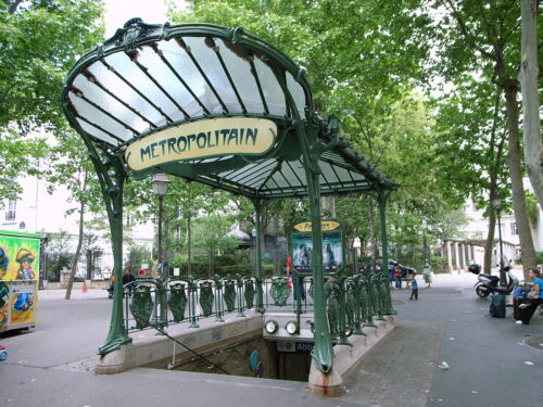 Original Art Nouveau entrance of the Paris Metro (Station Abbesses)