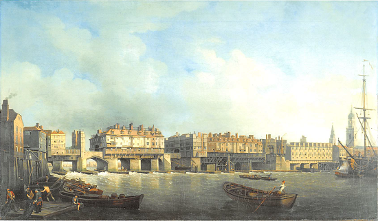 https://en.wikipedia.org/wiki/London_Bridge#/media/File:London_Bridge_before_the_alteration_in_1757_by_Samuel_Scott.png