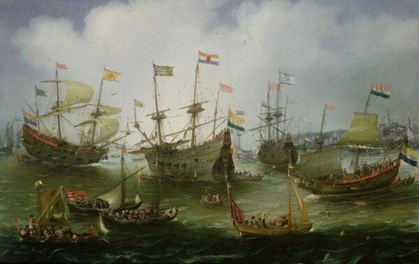 https://commons.wikimedia.org/wiki/Category:History_of_the_Ij#/media/File:Andries_van_Eertvelt_-_The_Return_to_Amsterdam_of_the_Second_Expedition_to_the_East_Indies_on_19th_July_1599.jpg