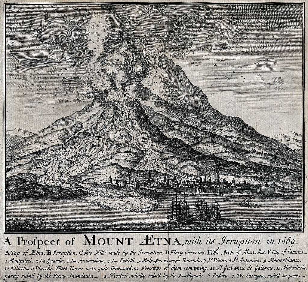 https://commons.wikimedia.org/wiki/Category:Etna_1669_eruptions?uselang=it#/media/File:The_eruption_of_Mount_Etna_in_1669._Etching._Wellcome_V0025181.jpg